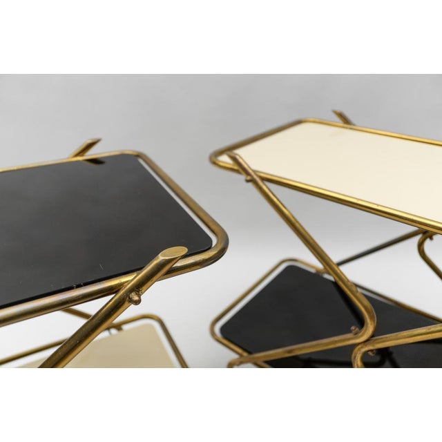Mid-Century Modern Brass and Glass Serving Carts, 1950s, Set of 2 For Sale - Image 9 of 18