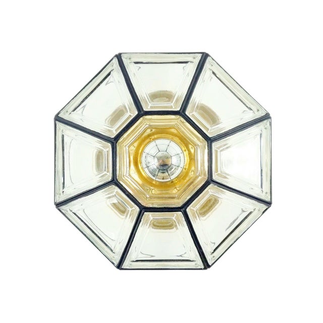 Mid-Century Modern Glass & Brass Flush Mount from Limburg, Germany, 1960s For Sale - Image 11 of 11
