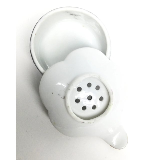 1920s Antique Porcelain Teabag Holder Cup Drain For Sale - Image 5 of 9