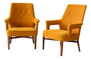 Set of Vintage Scandinavian Chairs in Yellow, 1950s