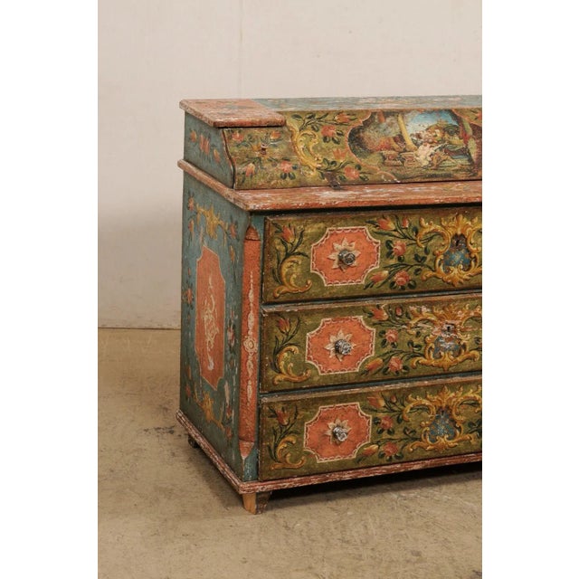 19th Century Butler's Chest with Decorative Paint | Chairish