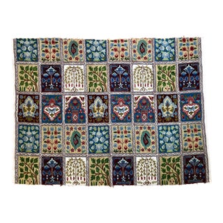 Chain Stitch Embroidered Wool Crewel Fabric For Sale