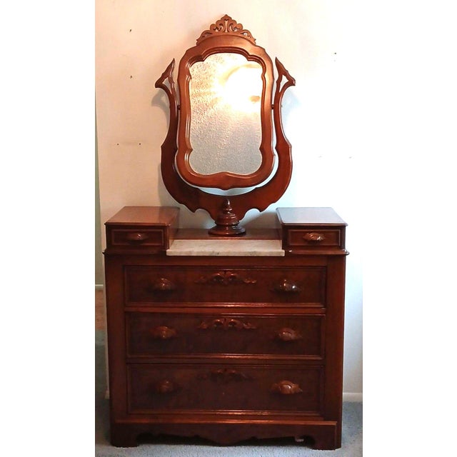 Antique Victorian Marble Top Dresser With Mirror For Sale - Image 4 of 10