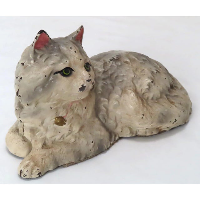 This is a Great Looking Vintage American Cast Iron Figurative Cat Doorstop. Circa 1930s. It still retains its original...