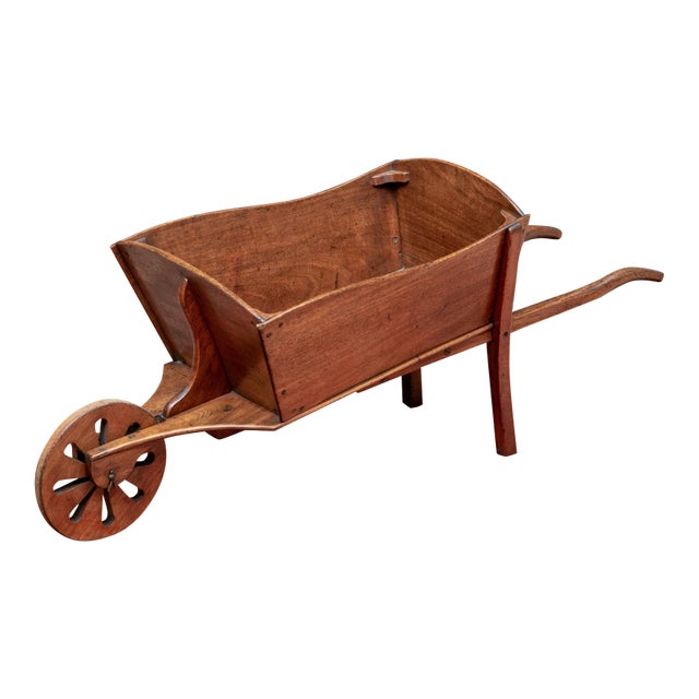 Antique French Walnut Child’s Garden Wheelbarrow For Sale