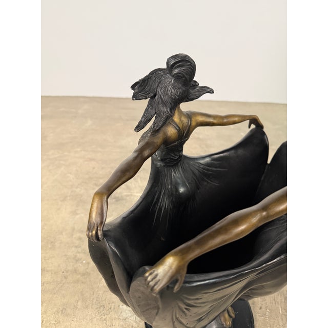 Art Nouveau Bronze Maidens Vase / Planter – Signed H. Beau, 20” Tall For Sale In Dallas - Image 6 of 14