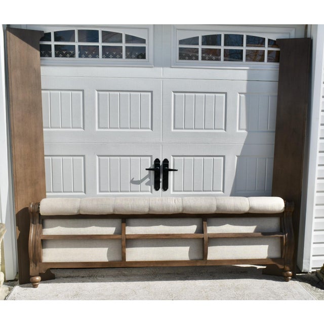 Pre-Owned Transitional Style High Back Tufted Taupe King Upholstered Sleigh Bed For Sale - Image 4 of 15