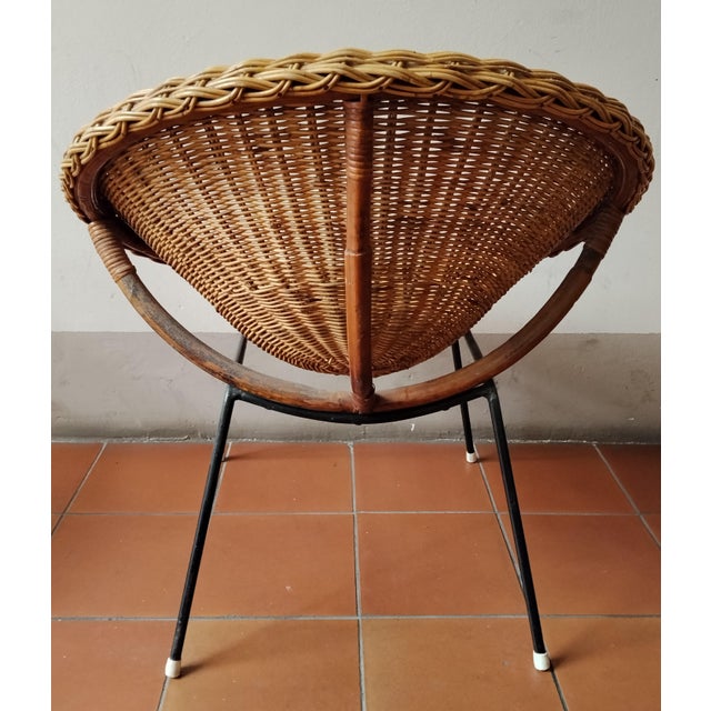 Rattan Armchairs and Coffee Table, Italy, 1950s, Set of 3 For Sale - Image 6 of 8