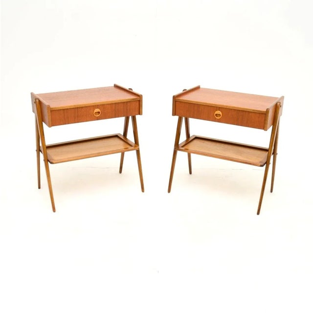Vintage Swedish Teak Bedside Tables attributed to AB Carlstrom, 1960s, Set of 2 For Sale - Image 10 of 10