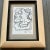 Original 3.5 x 5 black ink drawing on paper signed bottom right laid down on cardboard Overall size with frame is 7.5 x 9.5