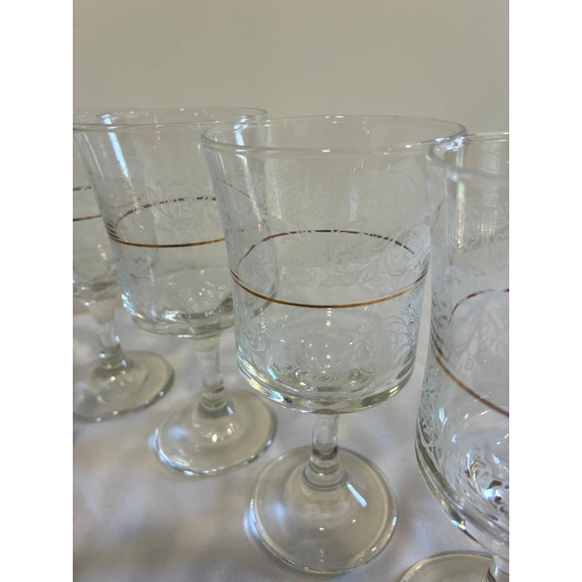 Vintage Bartlett Collins Etched Glass Goblets & Ice Bucket Set – 9 Pieces For Sale - Image 9 of 15