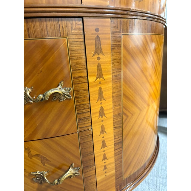 French Louis XVI Style Demilune Commode With Marble Top, 19th Century For Sale - Image 3 of 13