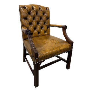 Vintage English Leather Chair For Sale