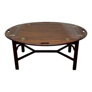 Vintage Henkel Harris Virginia Galleries Collection Chippendale Style Mahogany Butler’s Tray Coffee Table For Sale
