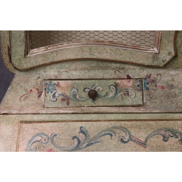 Venetian Italian Paint Decorated Secretary Desk with Bookcase Circa 1890s For Sale In Philadelphia - Image 6 of 12