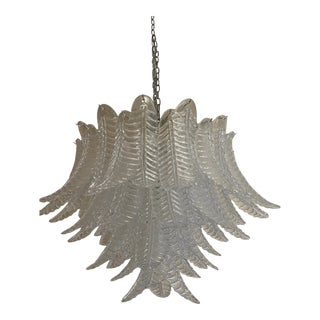 Murano Glass Chandelier With Clear Palm Italian Handmade Kromo For Sale