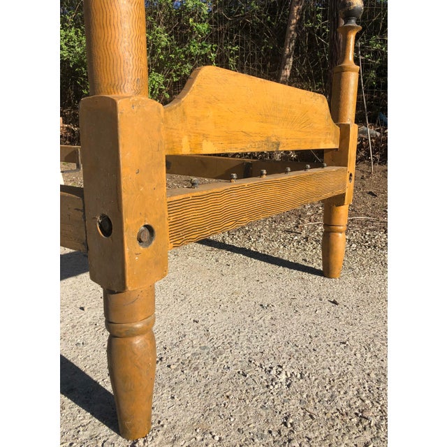 Wood Late 19th Century Antique Hand Painted Rope Bed For Sale - Image 7 of 13