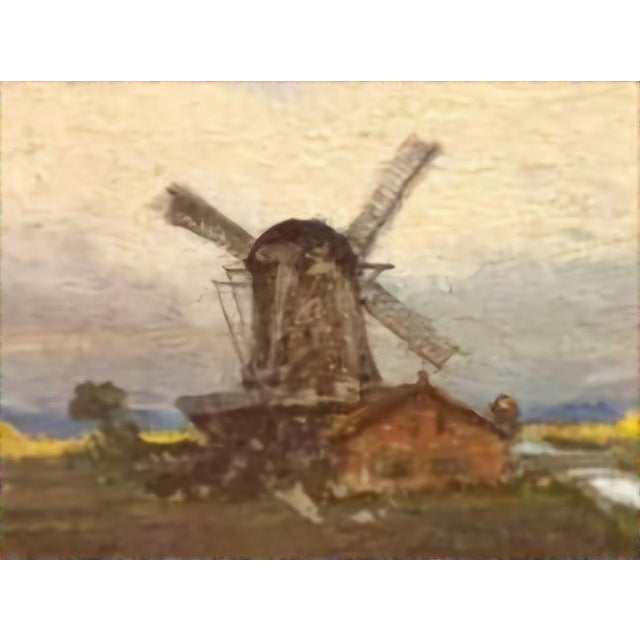 Konstantin Stoitzner, Landscape with Mills, Oil on Panel, Early 20th Century, Oil on Panel For Sale - Image 7 of 10