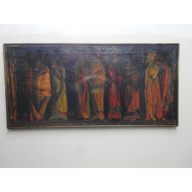 Textile Robert Whitmore "Indian Procession" Oil Painting Early 20th Century For Sale - Image 7 of 13