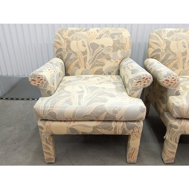 Cream 1990s Modern Upholstered Parsons Armchairs by Clyde Peasron - Set of 2 For Sale - Image 8 of 12