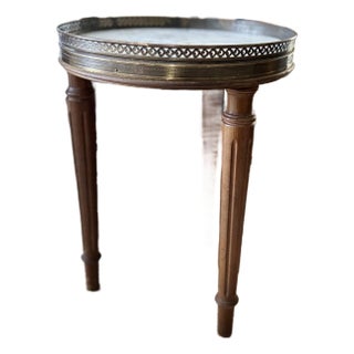 Antique French Bouillotte Style Table- Round Marble Top Drink Table For Sale