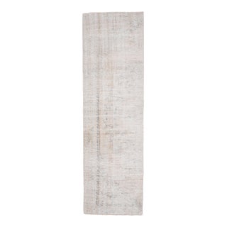 1970s Vintage Turkish Handmade Wool Cotton Beige Runner Rug For Sale