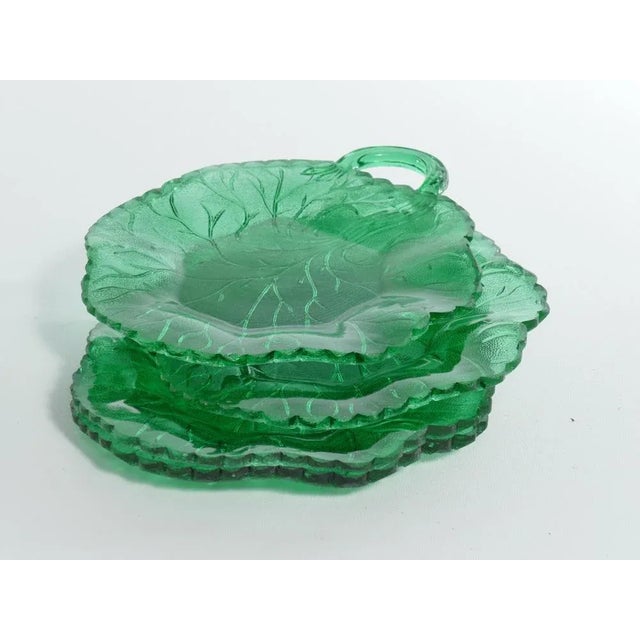 Aesthetic Movement Emerald Green Glass Leaf Plates, Set of 4 For Sale - Image 11 of 13