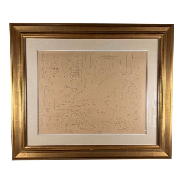 Henri Matisse–Style Figural Ink Drawing, Dated 1936 For Sale
