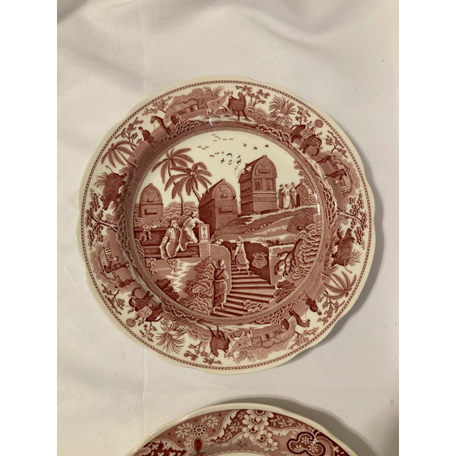 English Spode Archive Collection Red Transferware Plates, Castle & Caramanian, Set of 2 For Sale - Image 3 of 6