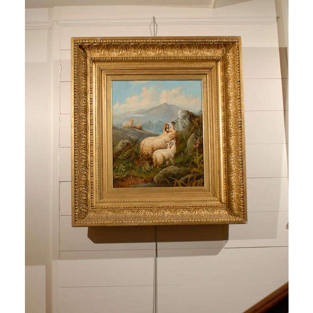 English 19th Century Sheep in Landscape Painting by John W. Morris in Gilt Frame For Sale - Image 9 of 9