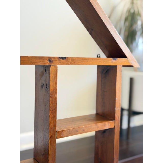 Wood Antique Handmade Solid Wood House Shelf – Rustic Trinket Display Curio Wall Shelf For Sale - Image 7 of 12