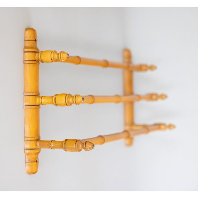 1920s Antique French Faux Bamboo Triple Towel Holder Wall Rack For Sale - Image 5 of 7