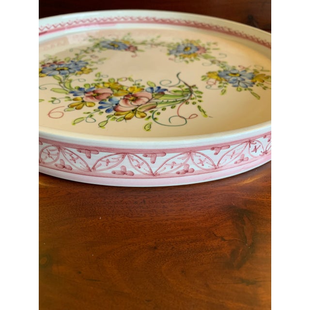 Ceramic Vintage Hand Painted Ceramic Serving Tray From Portugal For Sale - Image 7 of 12