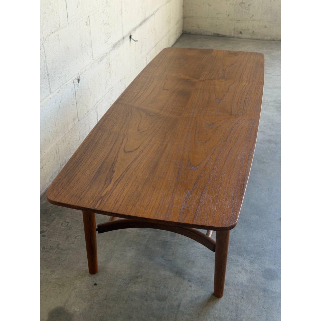 1960s Teak Coffee Table With Slatted Lower Shelf and Tapered Legs Denmark 1960s For Sale - Image 5 of 9