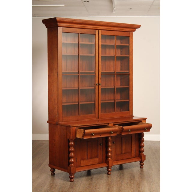 Antique American Empire Large Cherry Stepback Bookcase For Sale In Philadelphia - Image 6 of 12