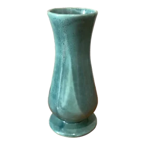 Late 20th Century Vintage Chinese Light Celadon Green Gray Tone Ceramic Vase