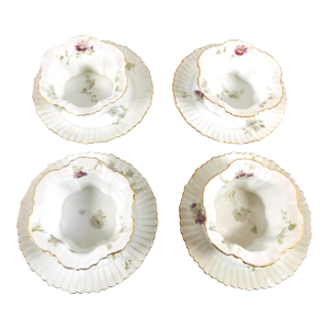 18th Century Rosenthal Hand Painted Ramekin Dishes With Underplates- 8 Pieces
