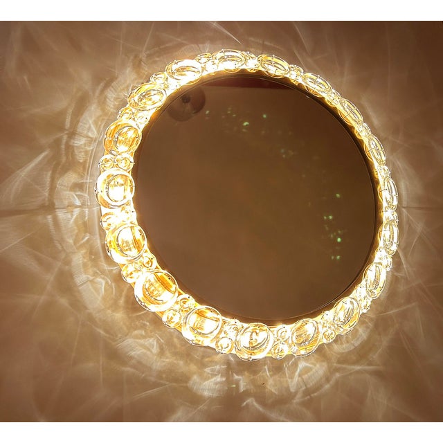 Metal Vintage Illuminated Crystal Brass Mirror from Palwa, 1960s For Sale - Image 7 of 17