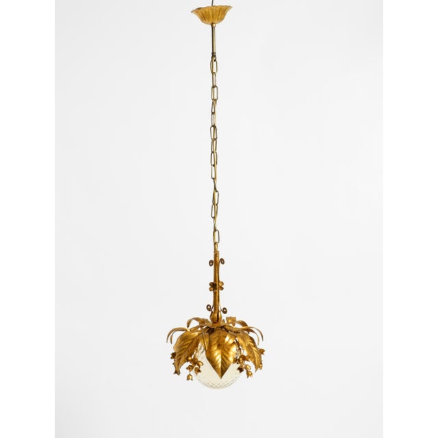 1970s Vintage Gold-Plated Metal Pendant Lamp with Glass Sphere by Hans Kögl, 1970s For Sale - Image 5 of 18