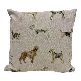 16" Square Pillow Decorated With Various Breeds of Attentive & Obedient Dogs - Made in Uk. For Sale