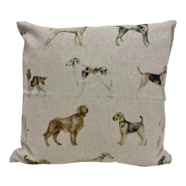 16" Square Pillow Decorated With Various Breeds of Attentive & Obedient Dogs - Made in Uk. For Sale
