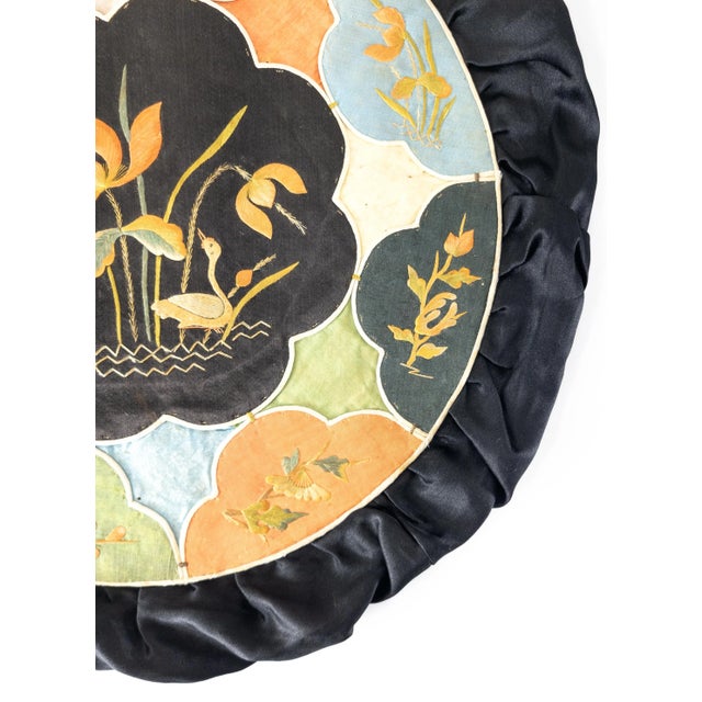 19th Century Fine Chinese Silk Embroidered Round Pillow Case Cover For Sale - Image 4 of 11