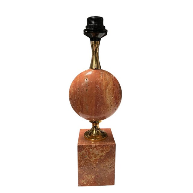 Mid-Century Modern Pink Travertin Lamp by Barbier, 1970s For Sale - Image 3 of 9