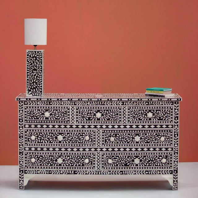 Not Yet Made - Made To Order Arabesque Inlay Seven Drawer Dresser by House of Jaipur For Sale - Image 5 of 6