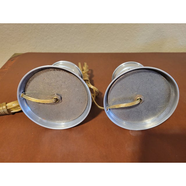 1930s Pair of Antique Art Deco Bullet Lamps For Sale - Image 5 of 9