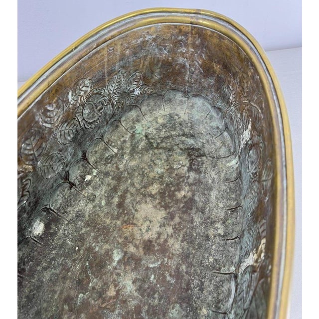 Vintage Brass Footed Planter with Floral Lion Handles For Sale - Image 12 of 18