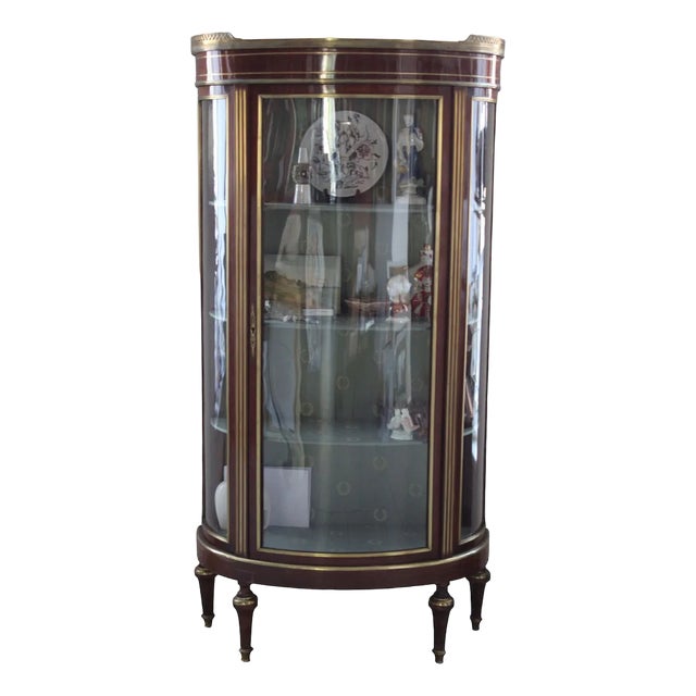 Mahogany, Brass and Marble Showcase, France, 1900s For Sale