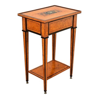 English 19th Century Birch Marquetry & Stone Inlay Table For Sale