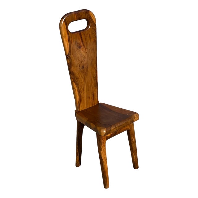 Sculptural High-Back Chair in Olive Wood, France, 1960s For Sale