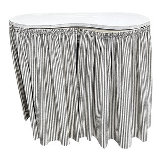 1940s Skirted Painted Vanity Table and Stool For Sale